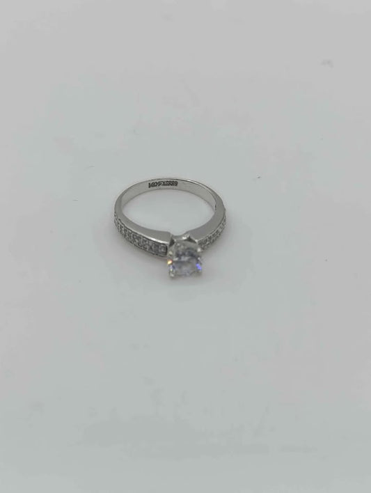 Anillo solitario de oro blanco 14k 2.7 gr #6.5