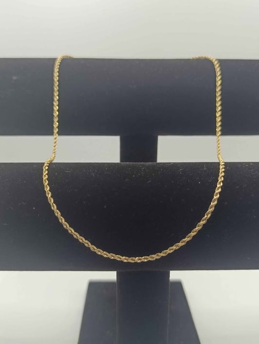 Cadena tejido torzal de oro 8k 1.7gr 23 cm abrochada