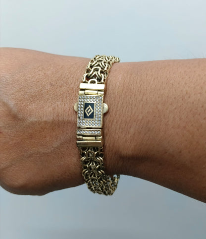 ✨ Pulsera de Diseño Holandés en Oro 10K con Broche Tipo Caja – Peso 35.80 g 💎