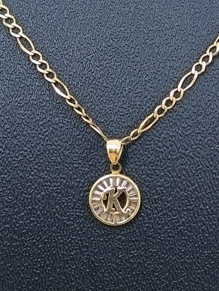 Oro Cadena y dije Letra K 10K Peso 5 Gramos