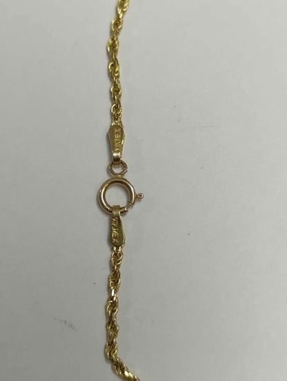 Oro Cadena tejido torzal y dije de cruz 10k peso 5.5gr usada