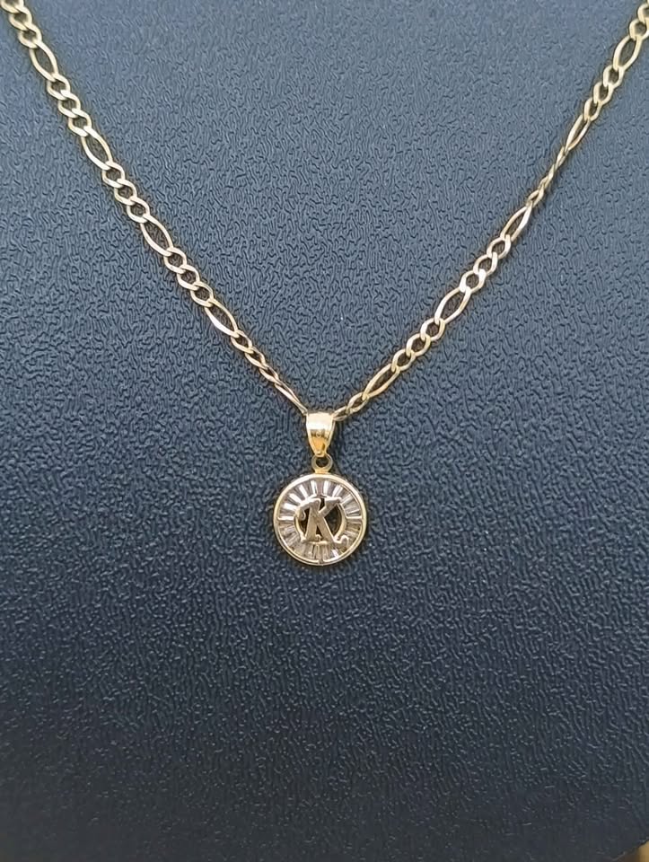 Oro Cadena y dije Letra K 10K Peso 5 Gramos