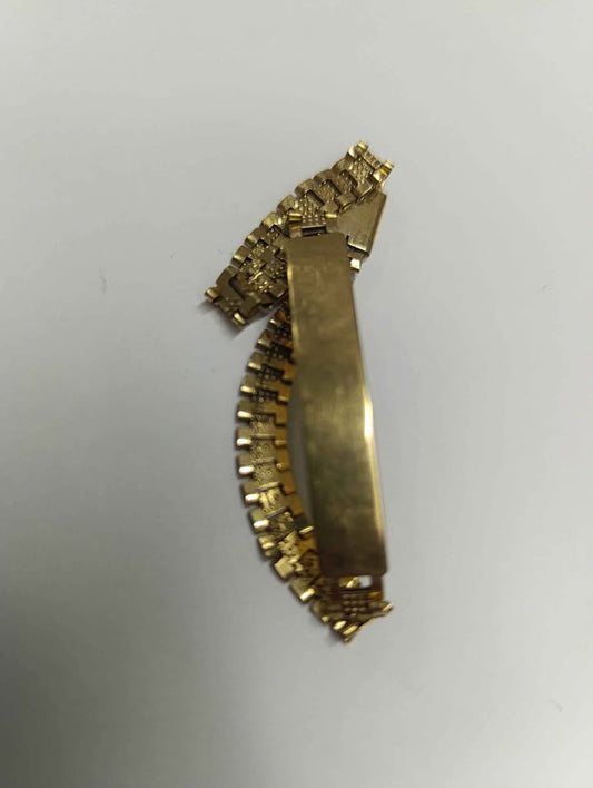 Oro Esclava con placa tejido Rolex 10k peso 6.7gr usada