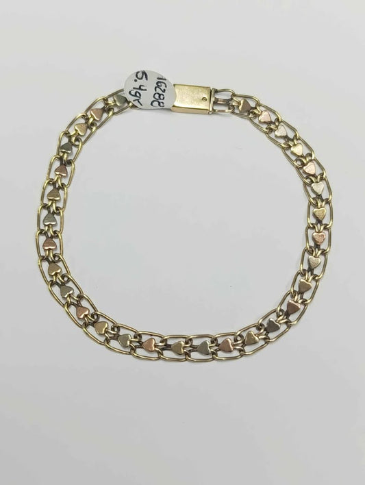 Pulsera Corazones Dama 10K Peso 5.4 Gramos