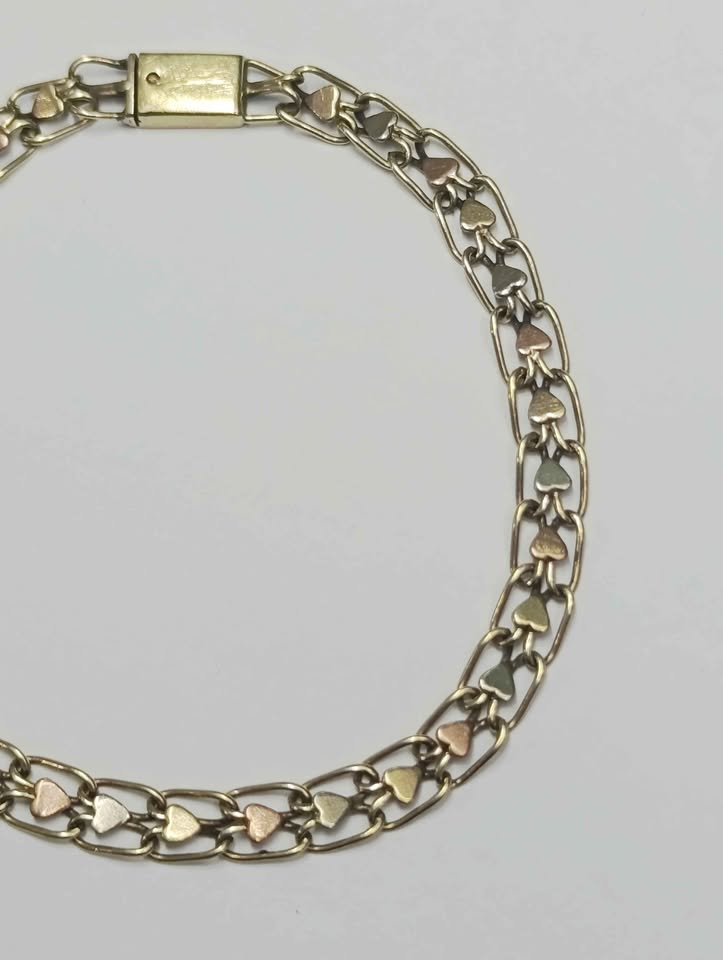 Pulsera Corazones Dama 10K Peso 5.4 Gramos