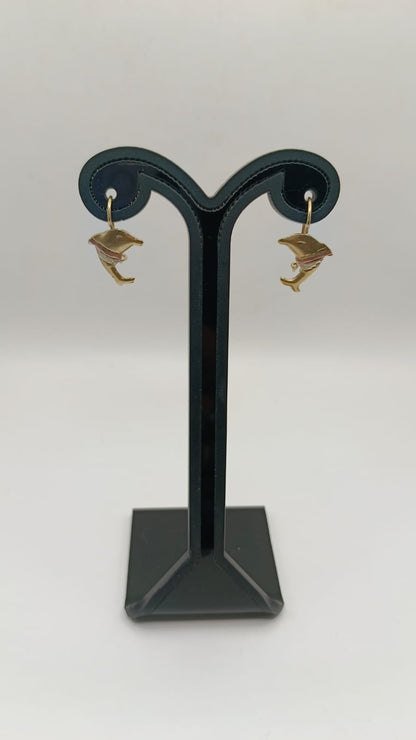 Aretes delfin ORO 10k peso 1.3gr, usado