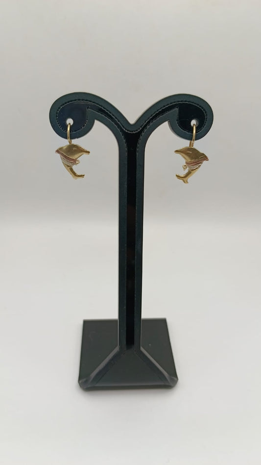 Aretes delfin ORO 10k peso 1.3gr, usado