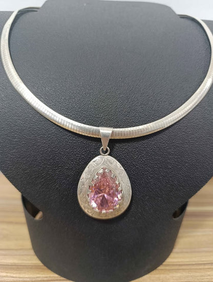 PLATA DIJE ROSA Y CADENA 38 Gramos