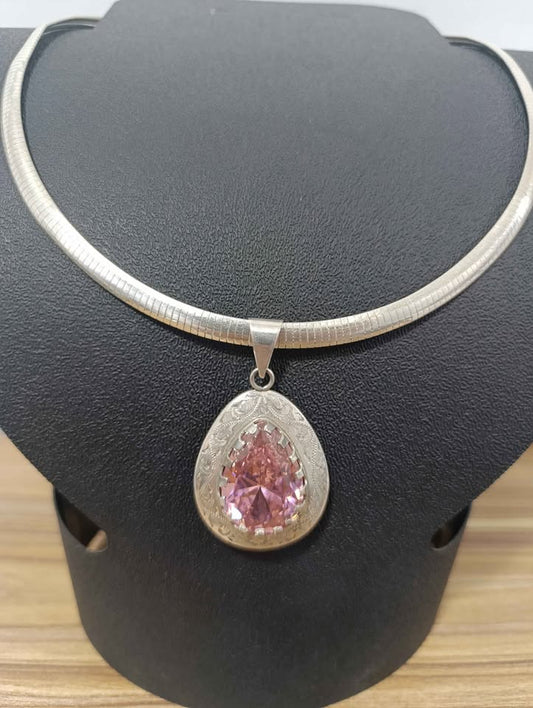 PLATA DIJE ROSA Y CADENA 38 Gramos