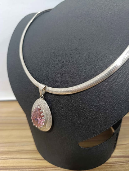 PLATA DIJE ROSA Y CADENA 38 Gramos