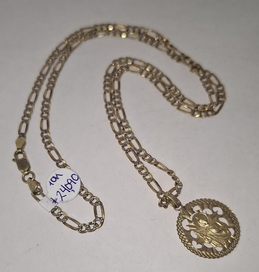 Cadena Diamantada 3x1 con dije ORO 14k peso 10.1gr, usado