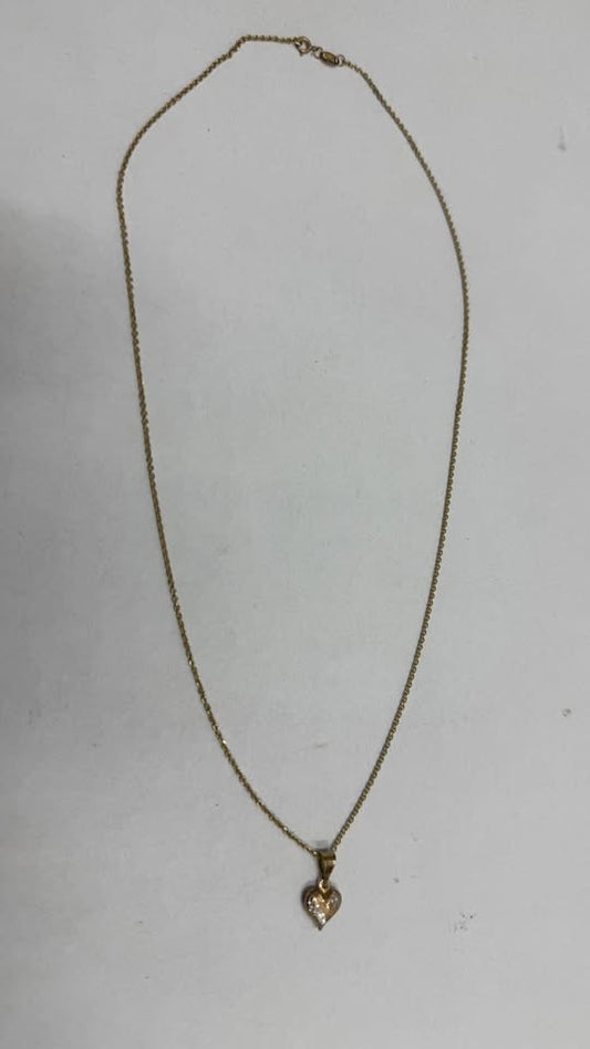 Cadena con dije de corazón de oro 10k peso 2.2gr