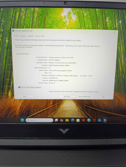 💻 Laptop HP Victus 16 Ram 475 SSD rYZEN 7 (usada)