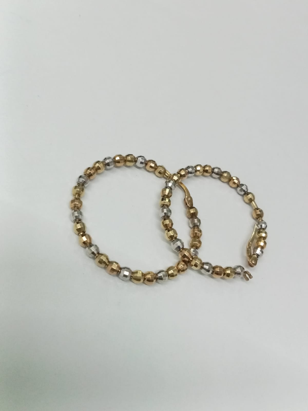 par arracadas de oro 10k - diseño bolitas 3 tonos
