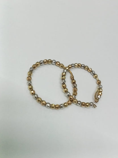 par arracadas de oro 10k - diseño bolitas 3 tonos