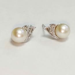 Aretes oro blanco con perla 10k p2gr