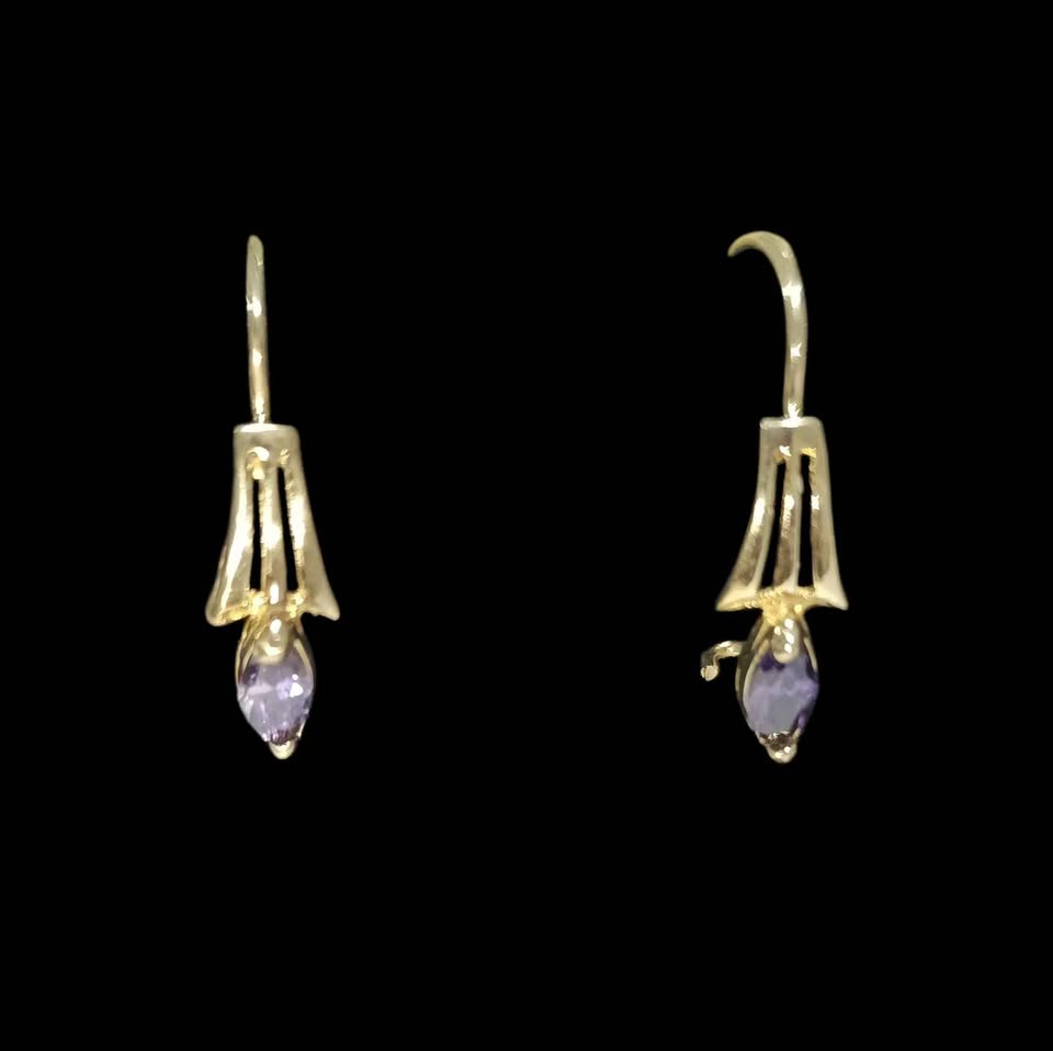 Oro par Aretes piedra morada 10k 1.3g