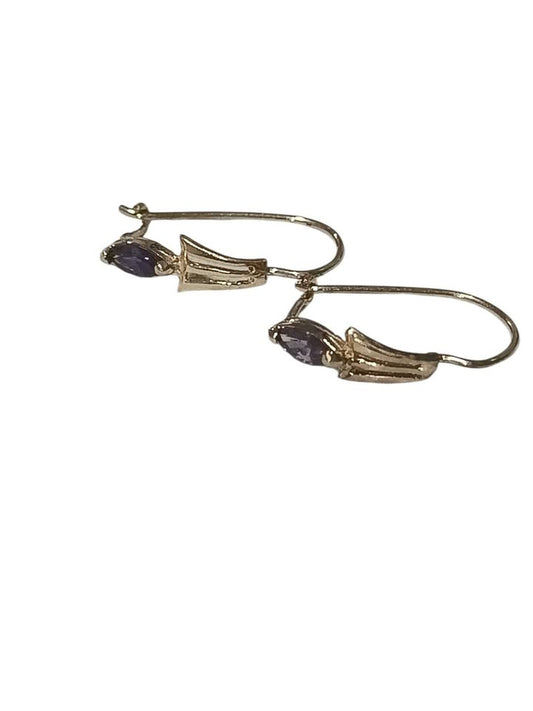 Oro par Aretes piedra morada 10k 1.4g