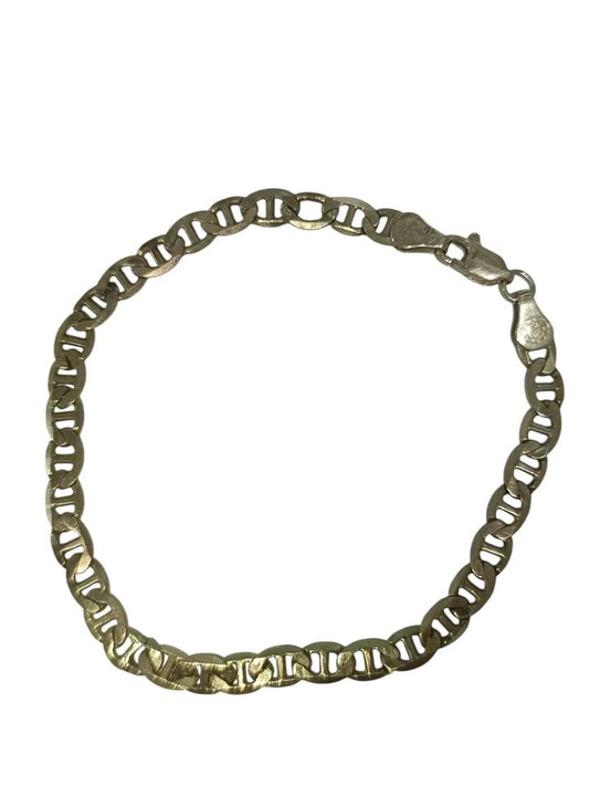 Oro pulcera tejido escalera 10k 7.3g