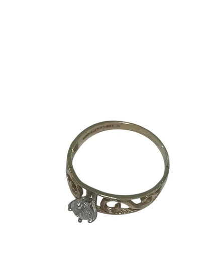 Oro anillo piedra blanca 10k 1.1g