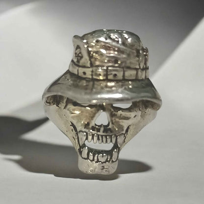 Plata anillo calavera sombrero.925 10.4g