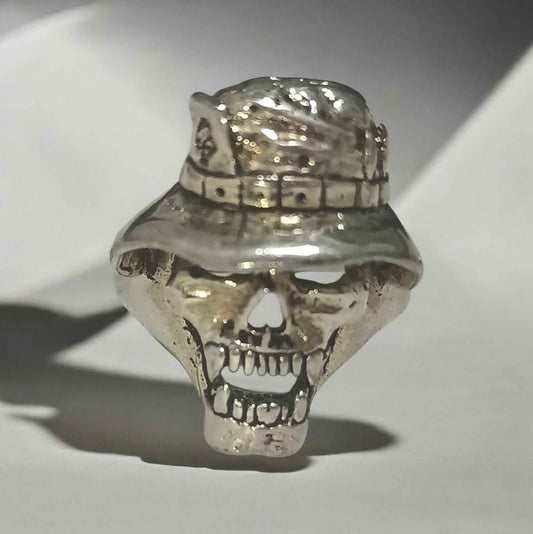 Plata anillo calavera sombrero.925 10.4g