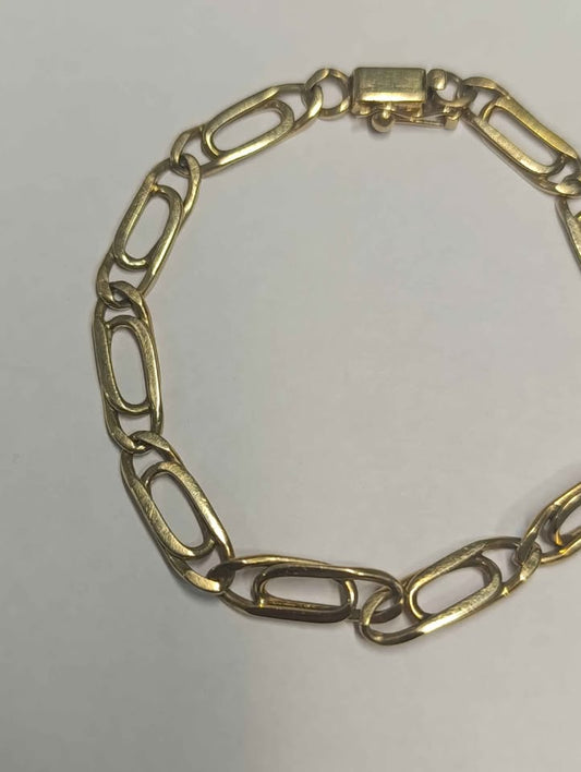 Oro pulcera tejido eslabón pegado 14k 10.9g