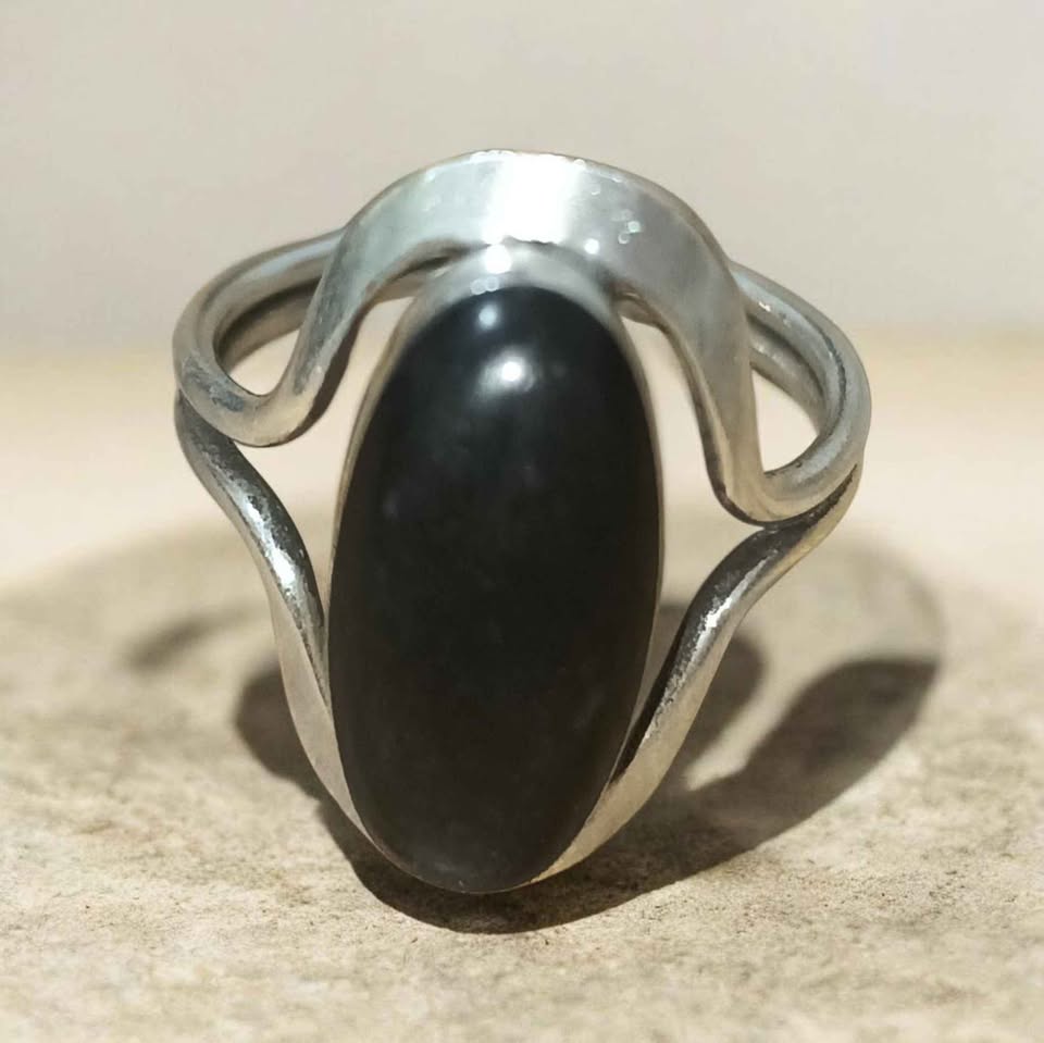 Plata anillo piedra ovalada .925 4.5g