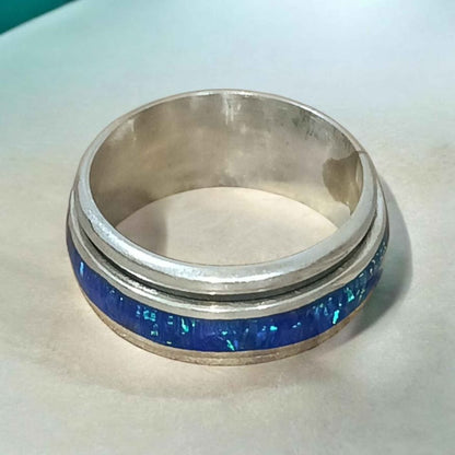 Plata anillo linea azul.925 7.3g