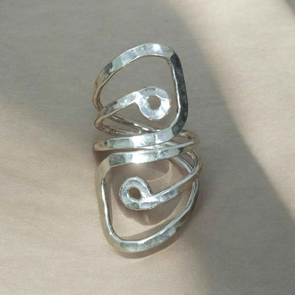 Plata anillo entrelazado ondas grandes .925 8.3g