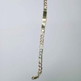 Pulsera con placa oro 3 tono de 10k