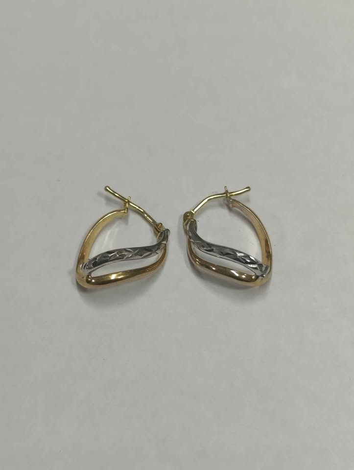 Oro par Aretes dos aros 10k 1.3g