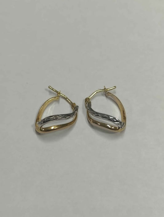 Oro par Aretes dos aros 10k 1.3g