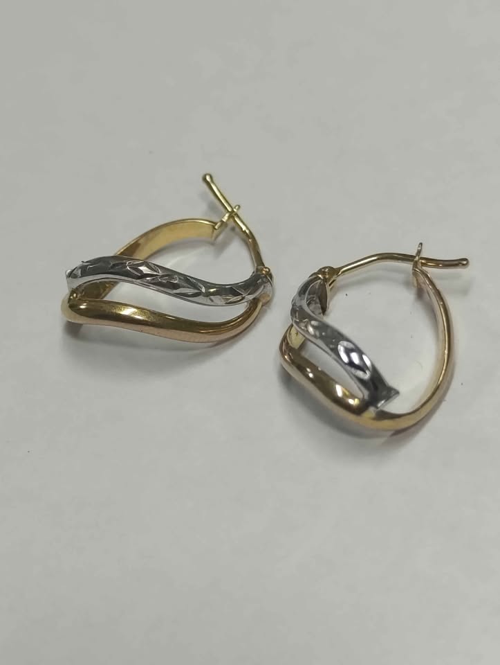 Oro par Aretes dos aros 10k 1.3g