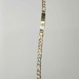 Pulsera con placa oro 3 tono de 10k
