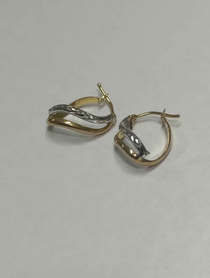 Oro par Aretes dos aros 10k 1.3g