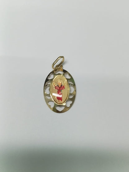 Dije Religioso en Oro 10k con Diseño de Corazón