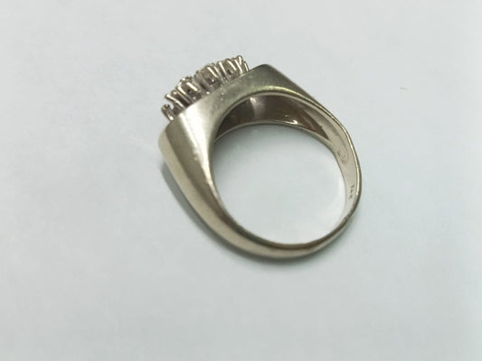 ✨ Anillo de Oro Blanco 14K con Piedras – Talla 6.5 ✨
