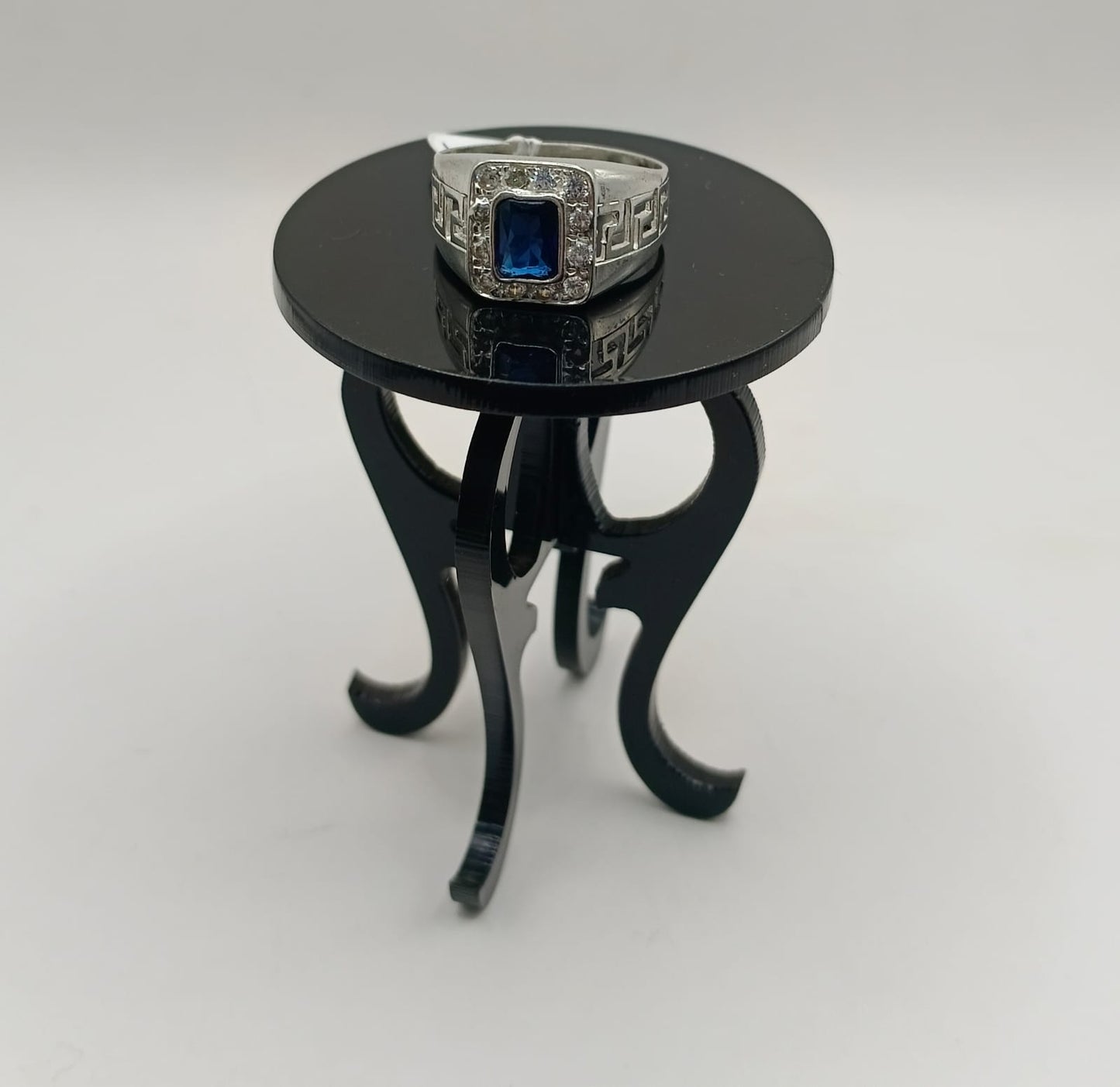 Anillo sintetico azul PLATA 925 peso 4.1gr, usado