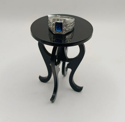Anillo sintetico azul PLATA 925 peso 4.1gr, usado