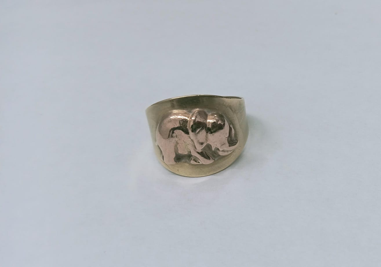 Anillo de Oro 14K con Diseño de Elefante 🐘✨