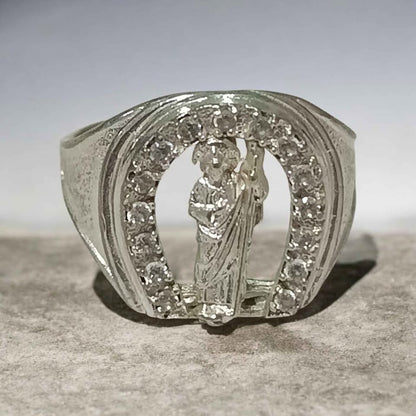 Plata anillo san Judas con piedras .925 5.5g