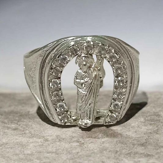 Plata anillo san Judas con piedras .925 5.5g