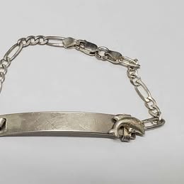 ESCLAVA DE PLATA 3X1 CON DELFIN DECORATIVO CON PESO DE 4.7 GRAMOS Y 14 CM DE LONGITUDES