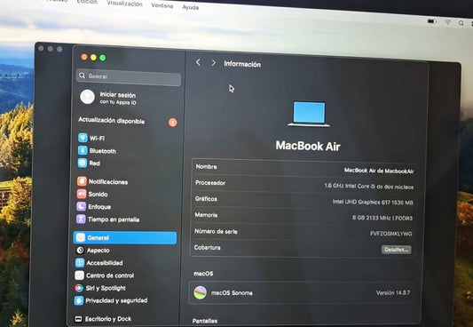 Macbook air 1.6ghz intel Core i5 graphics 8gb 2133 mhz ipddr3