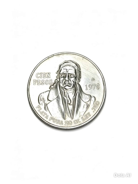 ✨ Moneda Hidalgo 5 Pesos Plata Ley .720
