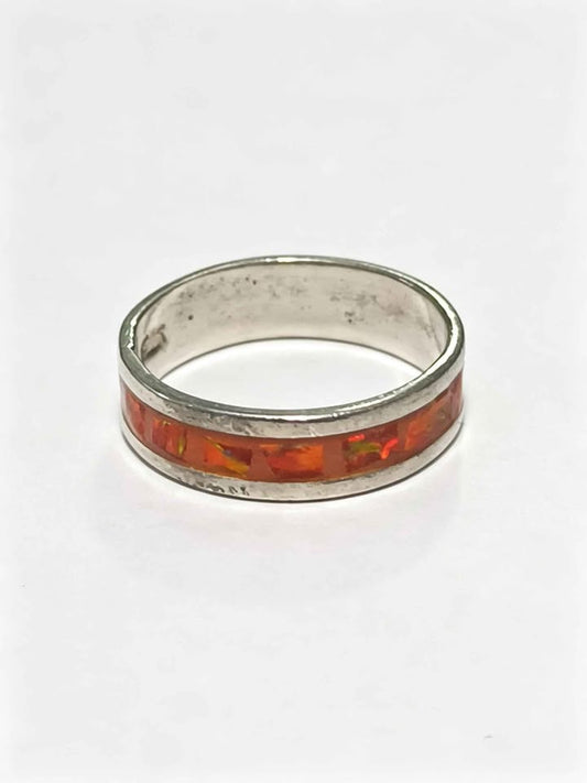 Plata anillo sint. Naranja .925 2.3g