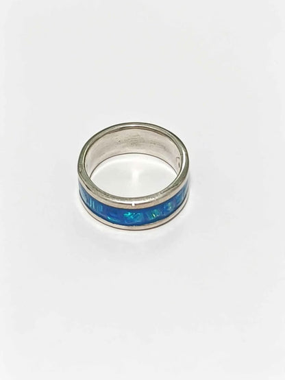 ✨ Plata Argolla con Piedra Sintética Azul .925 – 5.7 g ✨