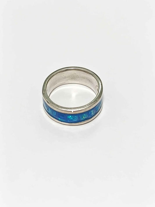 ✨ Plata Argolla con Piedra Sintética Azul .925 – 5.7 g ✨