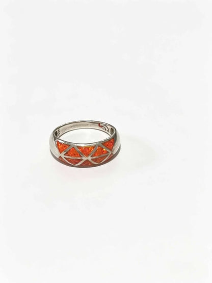 ✨ Plata Anillo con Piedra Sintética Naranja .925 – 4 g ✨